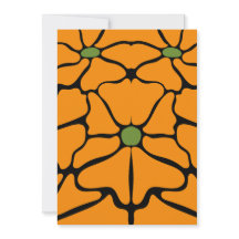 Floral Abstrato Moderno Verde e Laranja