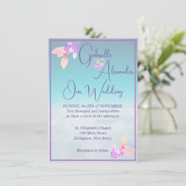 Convite Floral Acima Do Casamento Do Teal Das Nuvens