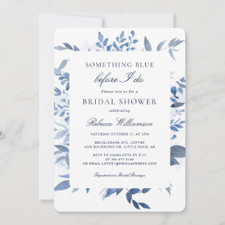 Convite Floral Algo Azul Chá de panela De Aquarela