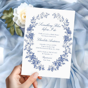 Convite Floral Algo Chá de panela Azul