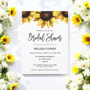 Convite Floral Amarelo Branco de Chá de panela Gi