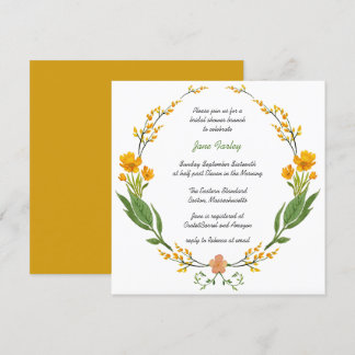 Convite floral amarelo da grinalda