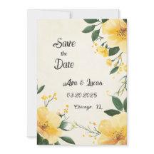Floral Amarelo Elegante Salve a placa de data