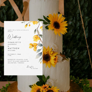 Convite Floral Amarelo Moderno Junto Com Casamento