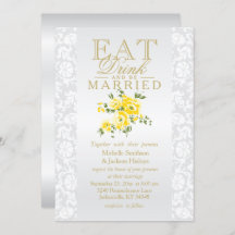 Convite Floral Amarelo para Comer, Beber e Casar