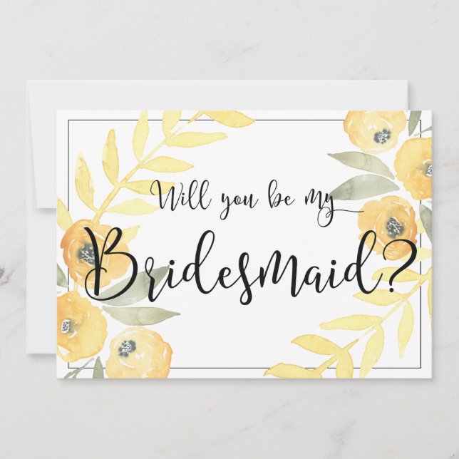 Convite Floral Amarelo Você Será Minha Carteira De Bridesm (Frente)