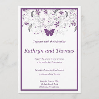 Convite Floral and butterfly wedding invitation