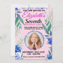 Convite Floral Any Age Birthday