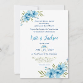 Convite Floral Aquarela Azul