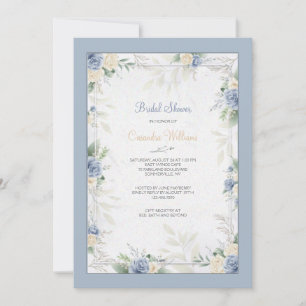 Convite Floral Aquarela Azul