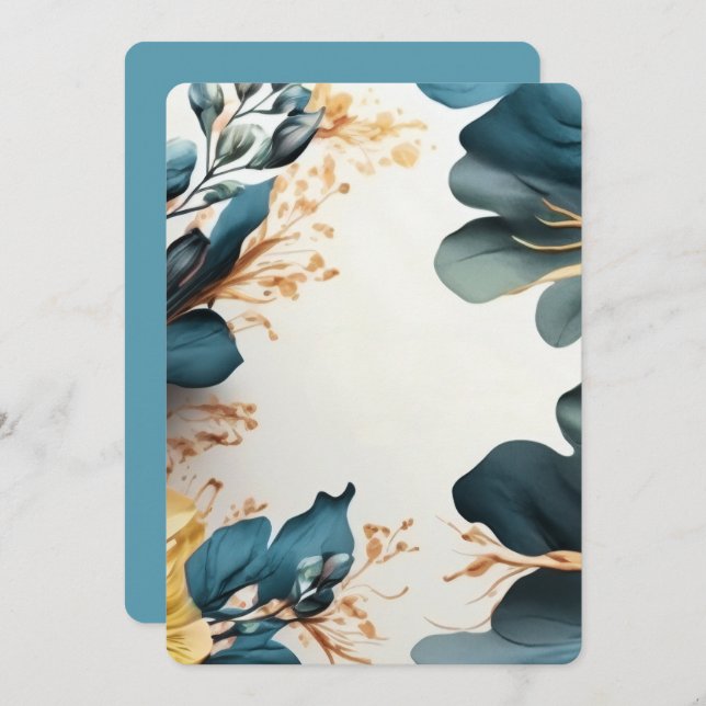 Convite Floral aquarela bonita (Frente/Verso)