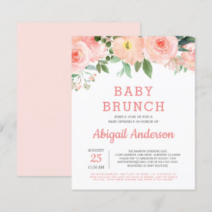 Convite Floral Aquarela para Brunch de Bebê dentro