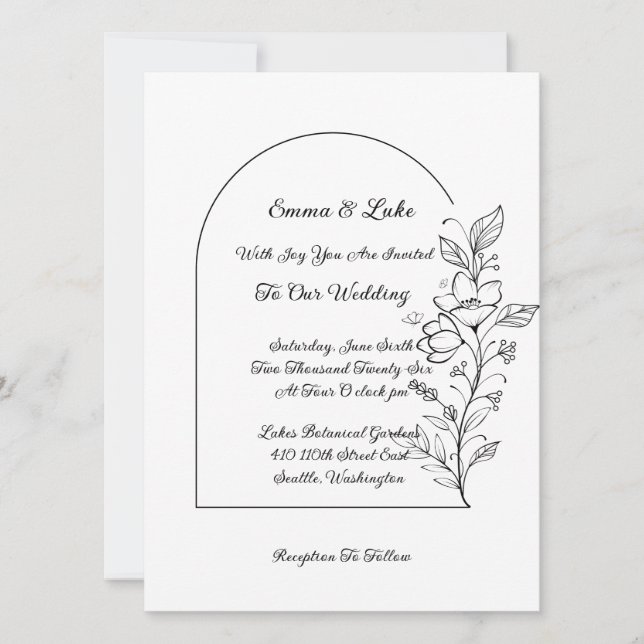 Convite Floral Arch Wedding Invitation (Frente)