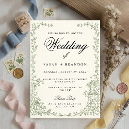 Convite Floral Art Nouveau–Inspired Wedding Stationery