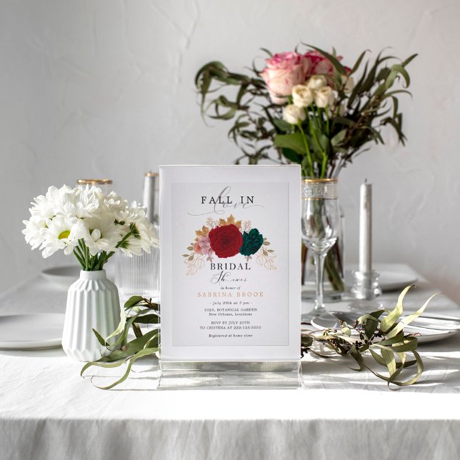 Convite Floral Autumanal Cai No Chá de panela De Amor (Criador carregado)