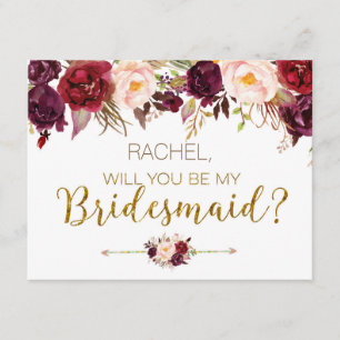 Convite Floral Autumn Você Será Minha Carta De Bridesmaid