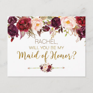 Convite Floral Autumn Você Será Minha Madrinha de casament