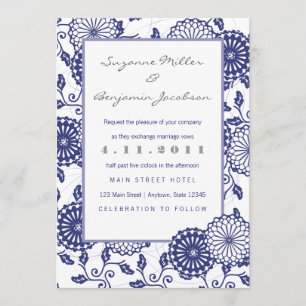 Convite floral azul bonito do casamento