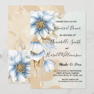 Convite Floral azul do vintage