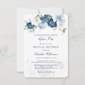 Convite Floral Azul Dusty Antes Que Eu Faça Chá de panela