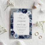 Convite Floral Azul e Marinho na Casamento de Cinzas<br><div class="desc">Mande um belo convite de casamento com seu lindo Blue & Marinho Floral em Convites de Casamento de Cinzas.</div>