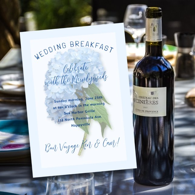 Convite Floral Azul para Café da Manhã de Casament (Criador carregado)