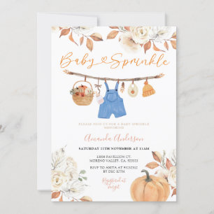 Convite Floral Baby Clothesline Pumpkin Fall Baby Sprinkle