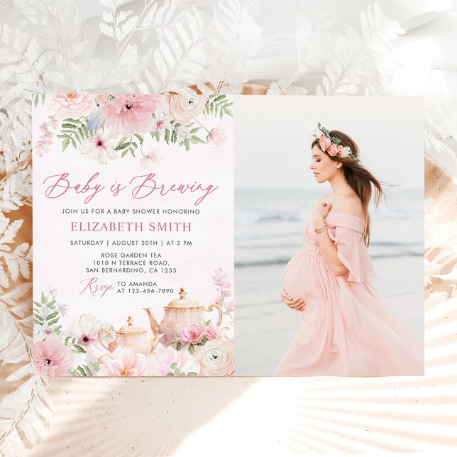 Convite Floral Baby está criando a foto do Chá de fraldas  (Criador carregado)