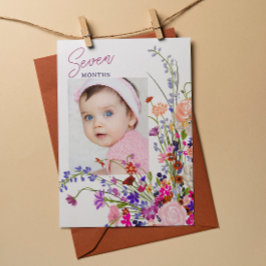 Convite Floral Baby Mensal Milestone Hanging Card Foto