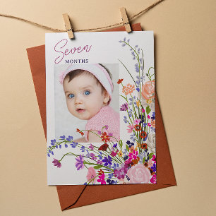 Convite Floral Baby Mensal Milestone Hanging Card Foto