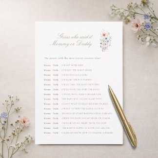 Convite Floral Baby Shower Game Guess Who Said It Card