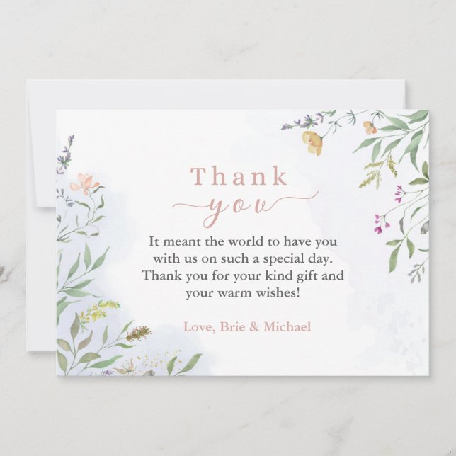 Convite Floral Baby Shower Thank You Card (Frente)