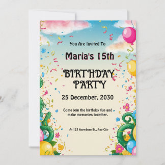 Convite Floral Balloona Personalizada Aniversário