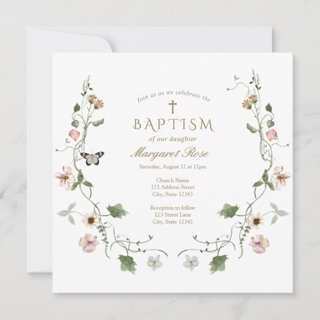 Convite Floral Baptism (Frente)