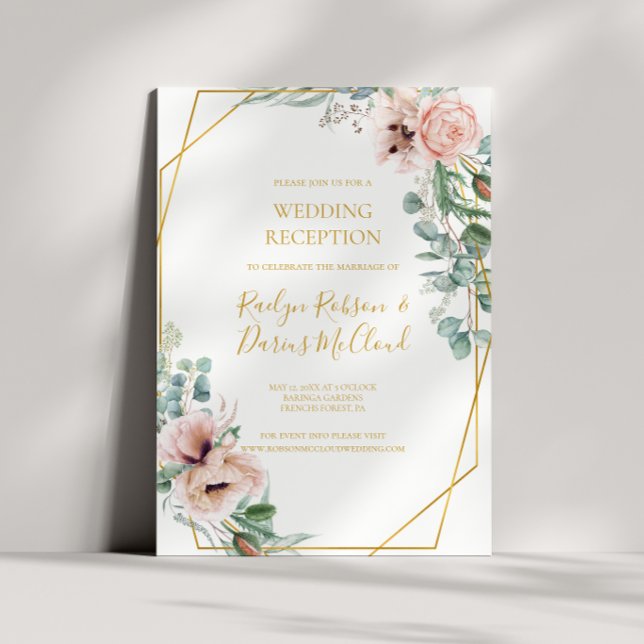 Convite Floral Bege Elegante | Recepção de Casamento (Criador carregado)