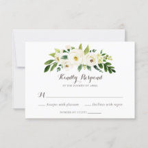 Floral Beige White Greenery Elegante Crest RSVP
