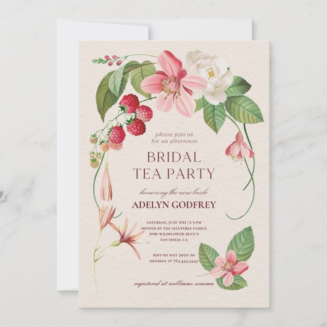 Convite floral berry Wildflower Bridal Shower (Frente)