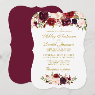 Convite floral BGB do casamento de Borgonha da