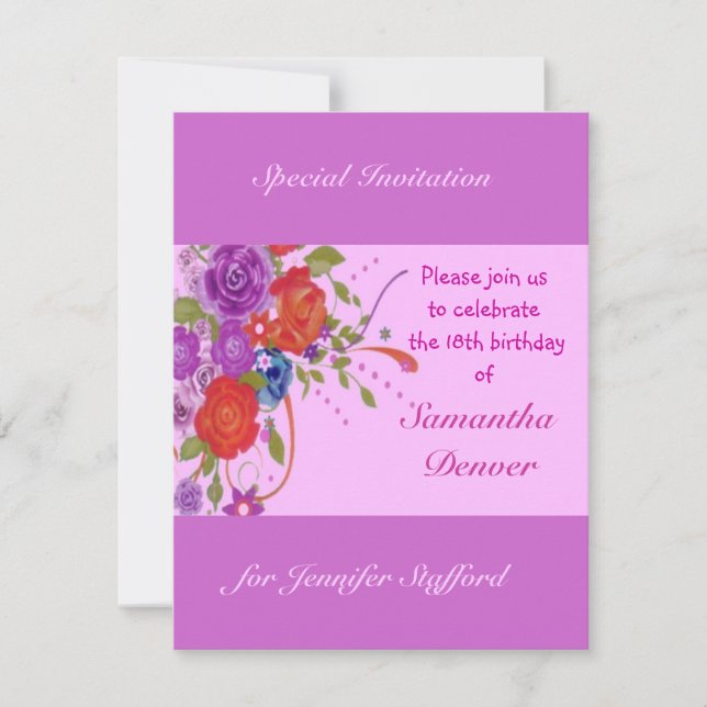 Convite Floral Birthday (Frente)