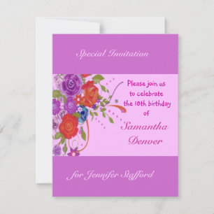 Convite Floral Birthday