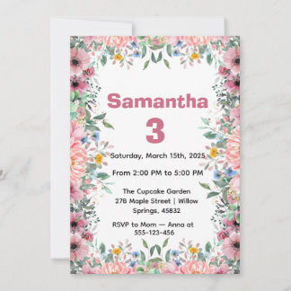 Convite Floral Birthday Invitation, Wildflowers Birthday