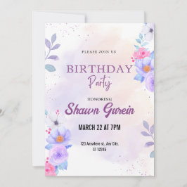 Convite Floral Birthday personalizado