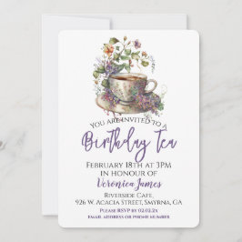 Convite Floral Birthday Tea Party