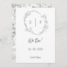 Floral Black & White Botanical Line Art Invitation