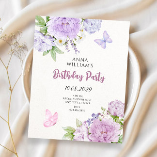 Convite Floral bloom butterflies
