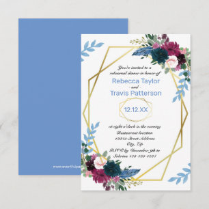 Convite Floral Blooms Mod Blue V - 3x5 Janto de ensaio