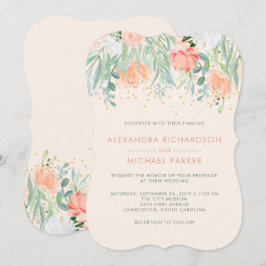 Convite Floral Blush Romance | Casamento por Aquarela