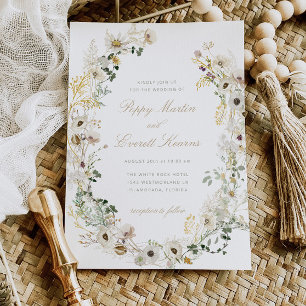 Convite Floral Boho Flor de Campo Casamento Branco