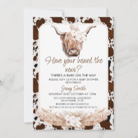 Floral Boho Highland Cow Impressão Chá de fraldas