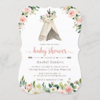 Floral Boho Teepee Chic Arrows Chá de fraldas Trib